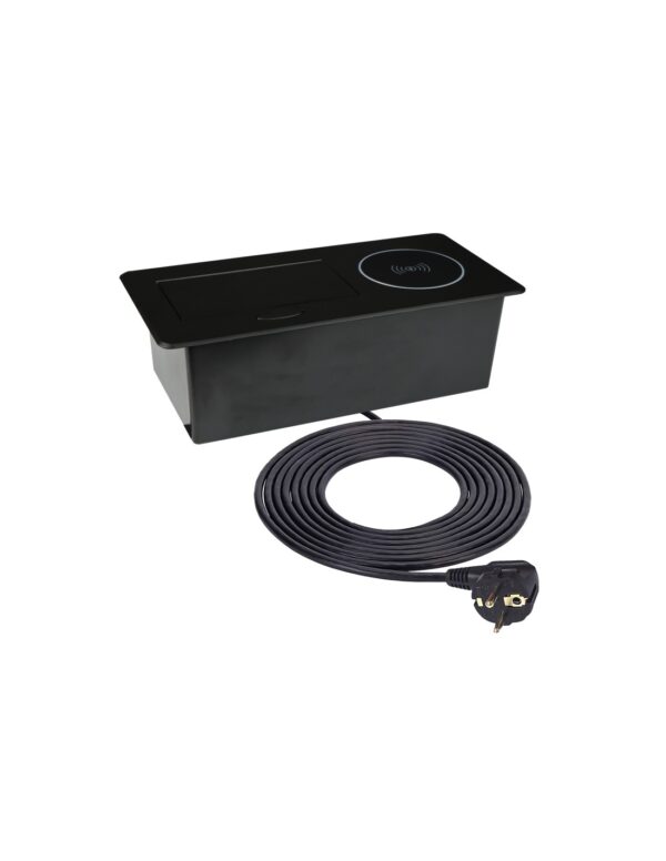 Pistikupesa Atom USB A+C, juhtmevaba laadija, must
